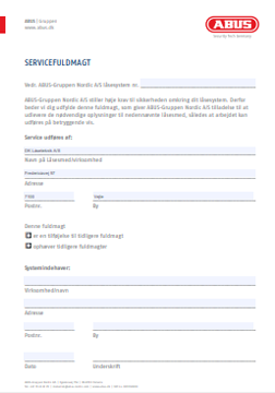 Servicefuldmagt Abus låsesystemer